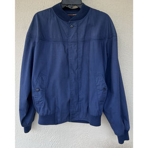 VTG Derby Of San Francisco Bomber Jacket L L Blue Full Zip Long Sleeve Deadstock
